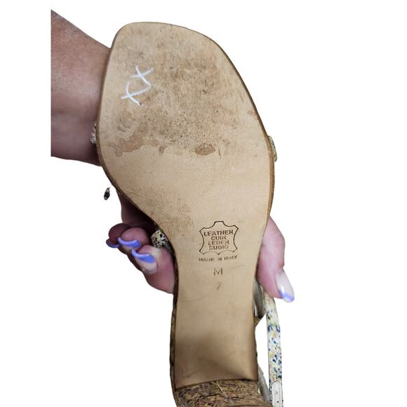 VERA WANG Strappy Ladies Silk Heels Splatter Design Size 7 - Picture 8 of 11